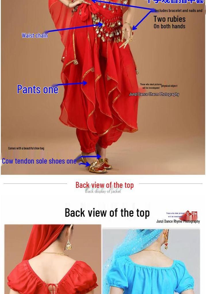Ethnic Belly Dance Costume with Rotating Pants: Xinjiang & Indian Dance Performance Set