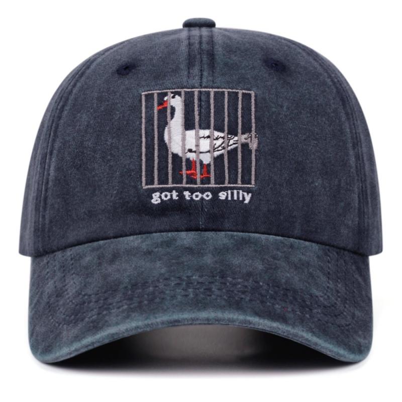 High Quality Go to Silly Water-washed Denim Embroidered Baseball Cap Silly Goose Retro Visor Cap Casual Soft-top Hat Unisex Gift