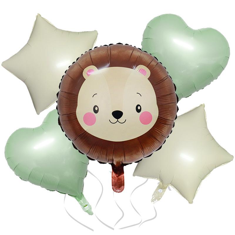Cream Cute Wind Animal 5-Piece Set Cow Deer Red Letter Aluminum Film Balloon Set Children'S Birthday Party Decoration