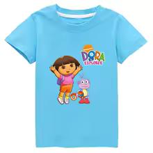 Dora Bambini Abbigliamento Cotone Bambine Manica Corta Capispalla Estivi Bambini T-shirt Carina Bambini Top Casuali