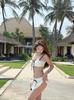Women's Color Block Thong Bikini: European & American Style, Sexy Two-Piece Swimsuit with Thin Straps