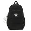 Solid Color Letter Decoration Student Backpack With Plush Pendant For School Use
