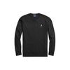 Polo FW22 Unifarbener Pullover mit gesticktem Logo Rundhalsausschnitt Damenpullover Schwarz WMPOSWENC020161-001