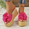 Fashion Aphixta Green Baby Pink New 3.54 Inch Hight Wedge Heels Appliques Flowers Platform Slides Women