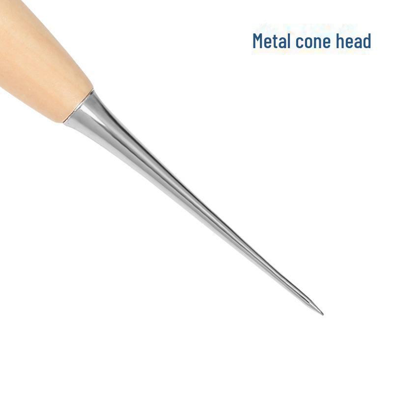 Poinçon en cuir à manche en bois massif fait main avec étui - Outil de couture DIY