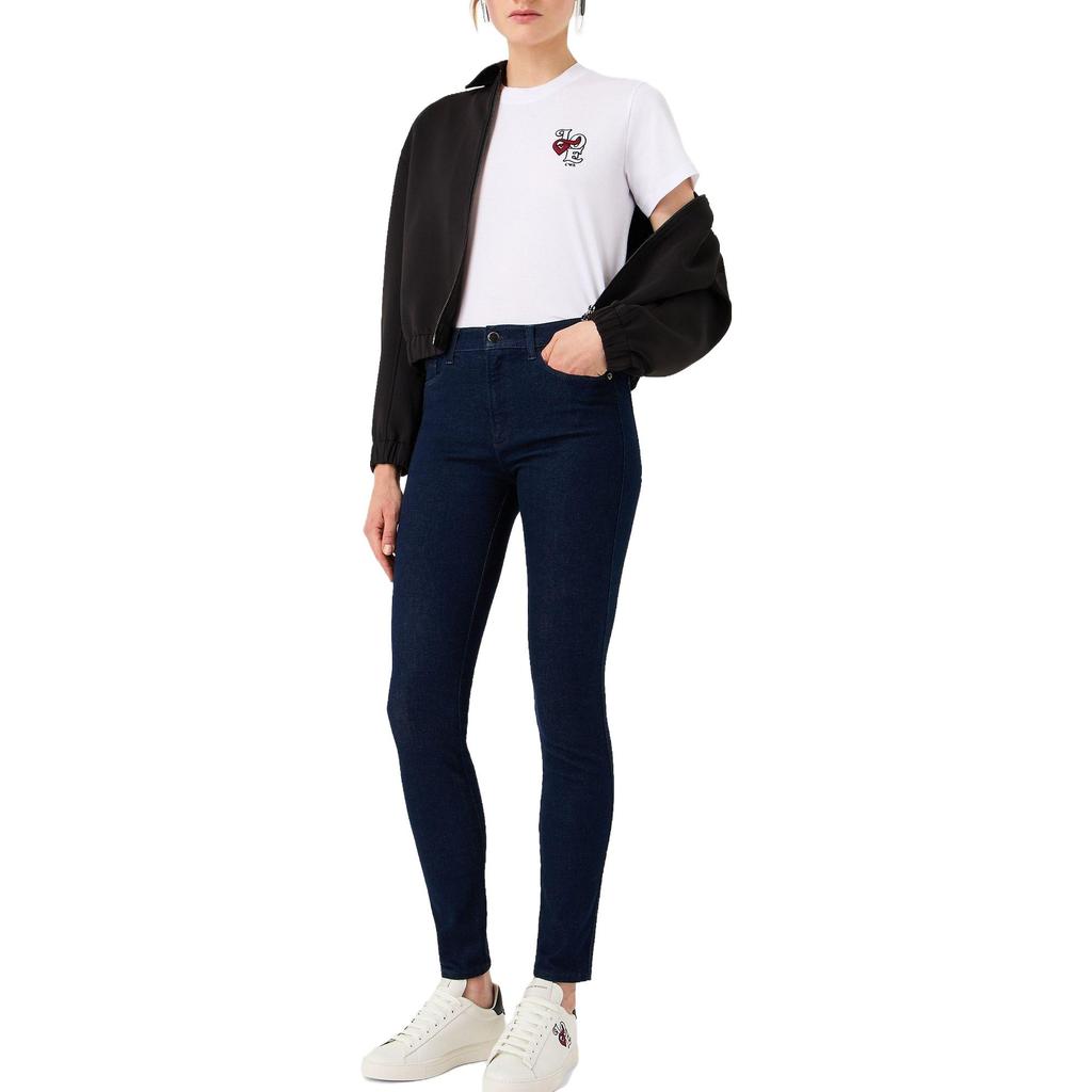 Emporio Armani FW23 Limited Edition Letter Logo Printed Crew Neck Short Sleeve T-Shirt Women Tops White 6R2T6A-1JTUZ-0100