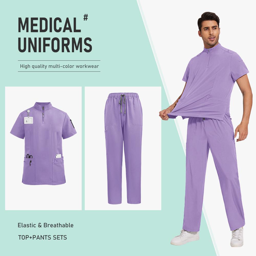 Schwarze Scrub Uniform Krankenschwester Krankenhaus Herren Medizinische Uniformen Scrubs Pflege Set Klinik Spa und Kosmetikstudio Damen Scrub Set
