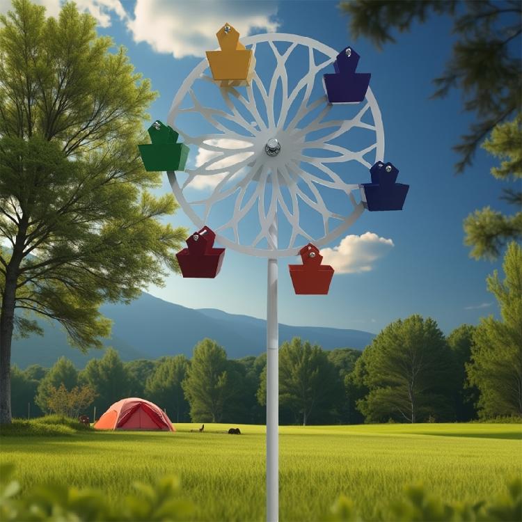 Moderne Windmolen Vogelvoederbak Roterende Weerbestendig Metaal Tuinornament Grondpen Voor Vogelvoederaccessoires