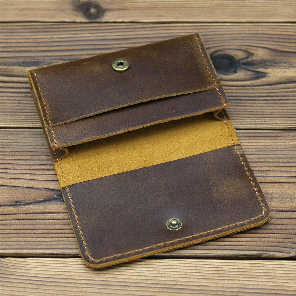 Vintage Crazy Horse Leather Credit Card Holder Wallet Mens Real Cowhide Slim ID VIP Cards Bags Small Change Coins