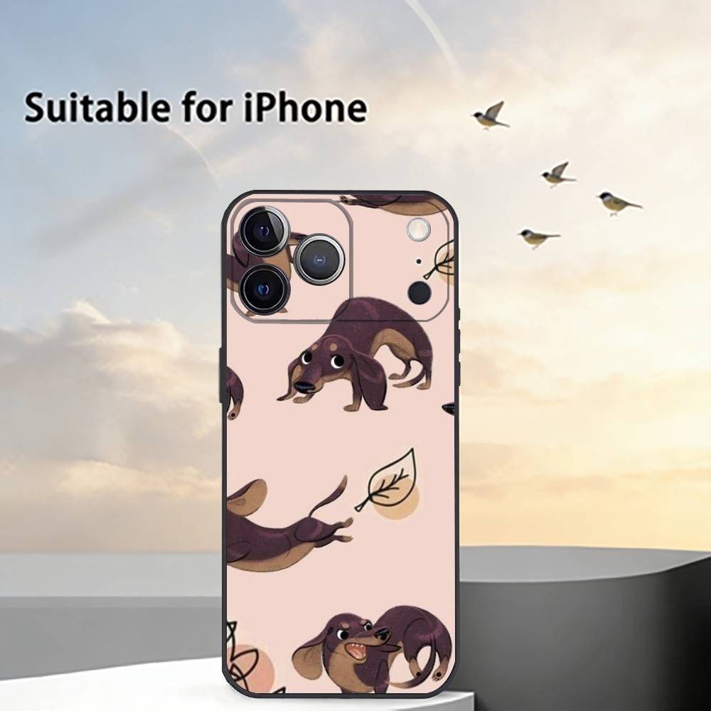 Cute Dachshund Sausage D-Dog Phone Case For iPhone 17, 16,15,14,13,12,11 Plus,Pro Max, Others Soft Black Cover