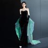 Robe de soirée noire pour femmes, Style Banquet, soutien-gorge queue de poisson, robe longue élégante rétro