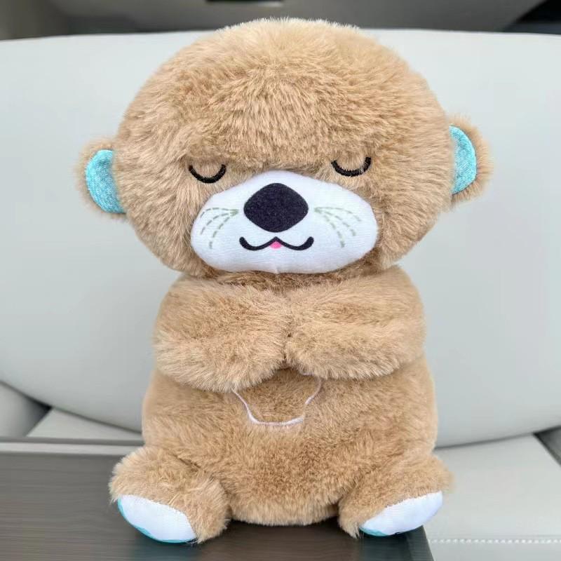 Cross-border Breathing Bear & Otter Stitch: Two-color Sound & Light Plush Animal Doll for Kids