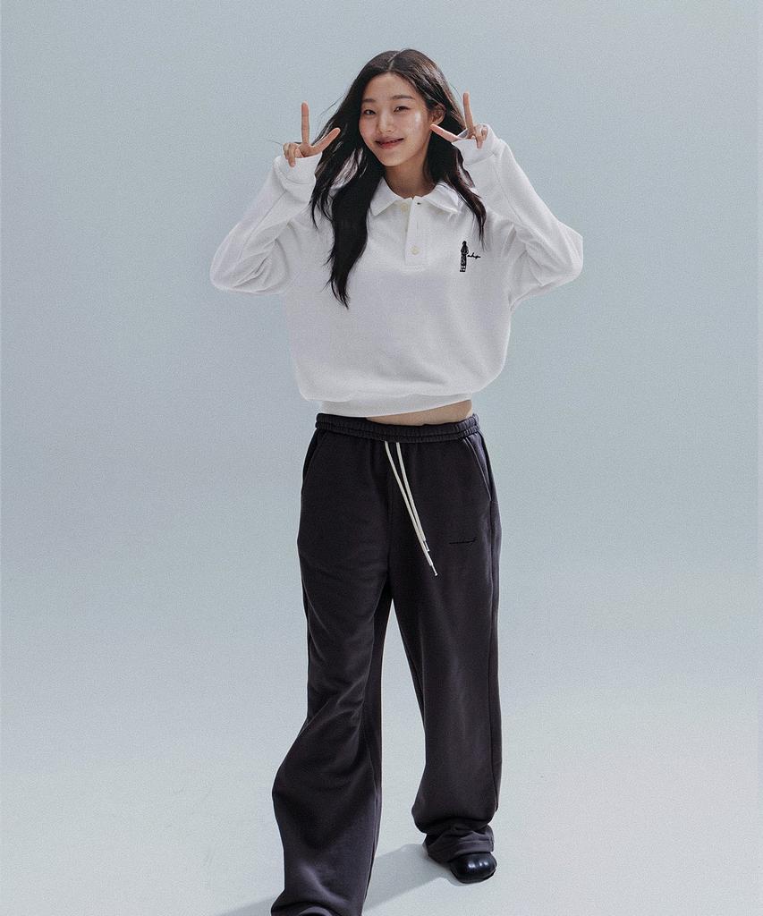 ANNEHEARTS Wide String 2Ways Sweatpants_Black