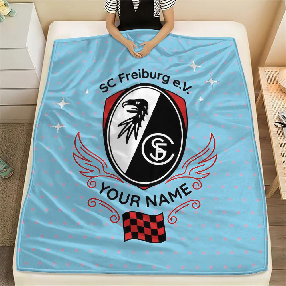 Custom Name SC Freiburg Flannel Blanket, High Quality Comfortable for All Seasons, Home Decor, Warmth and Comfort