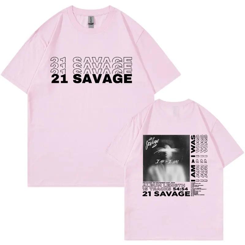 

Limited 21 Savage I Am I Was Album Cover T Shirt Men s Women Harajuku Vintage T-shirt Oversized Short Sleeve T Shirts Streetwear L