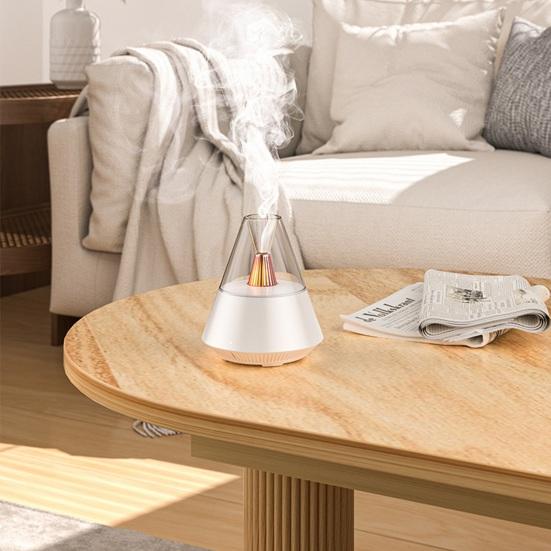 Essential Oil Diffuser, Cool Mist Humidifier for Home, 150ml Aroma Diffuser with Flame Effect LED Light, Auto Shut Off Quiet Humidifier for