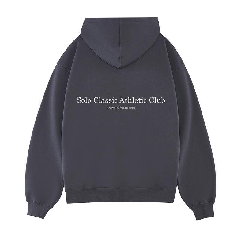 Letter Slogan Plus Velvet Hooded Sweatshirt National Trend Autumn Heavy Retro Loose Pullover Hoodie