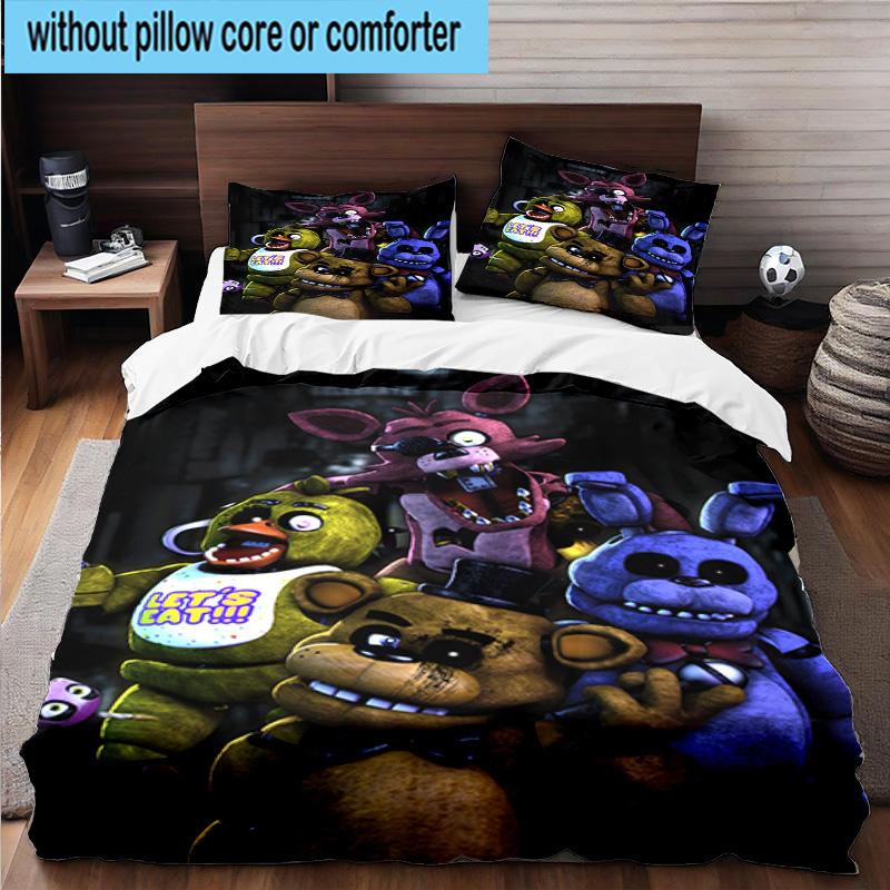3PCS Fnaf Character Collage 3pcs Bedding,Including 3PCS Duvet Cover And 2pcs Pillowcases Perfect for Christmas,Ideal for Bedroom, Dormitory
