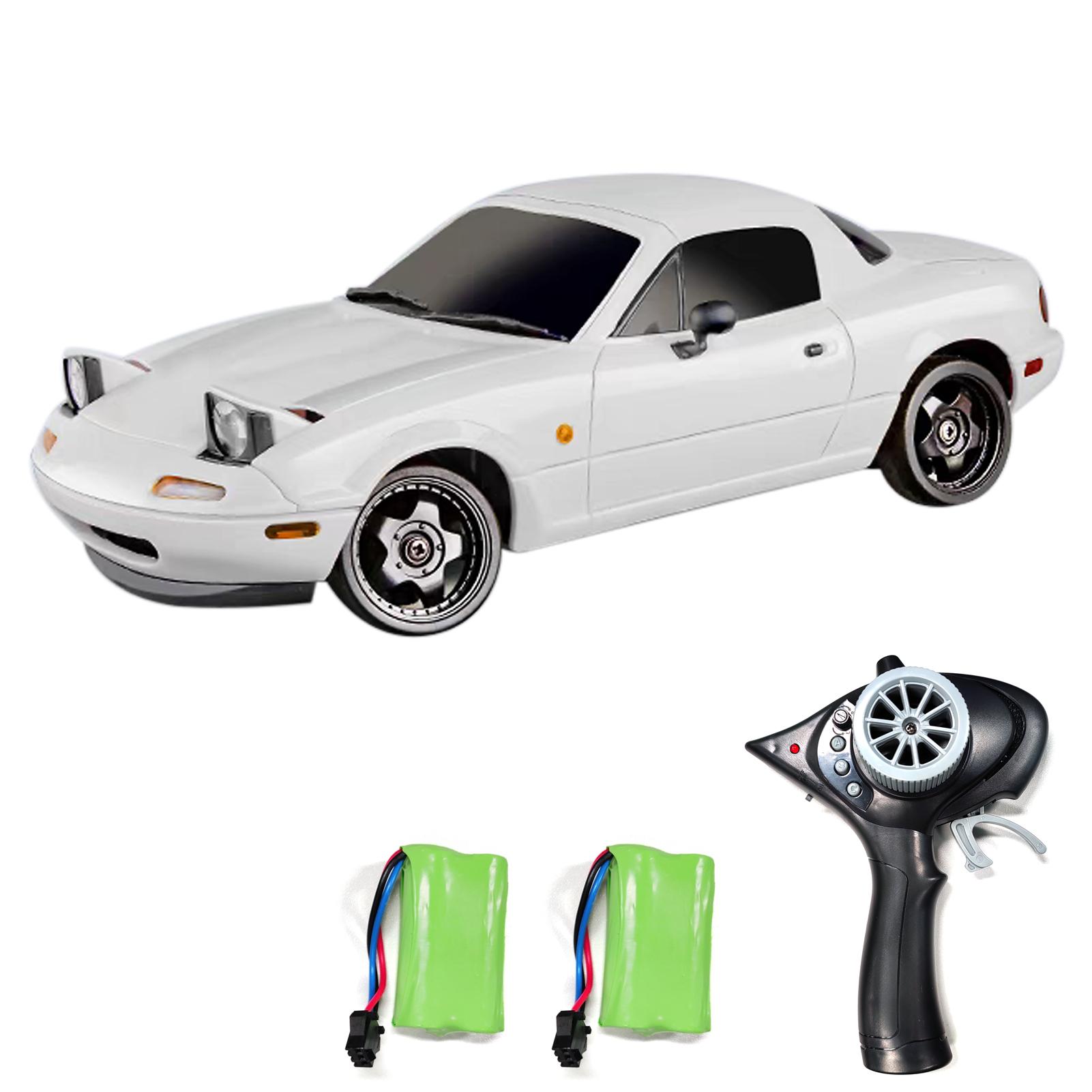 Afstandsbediening Auto, 2.4GHz Oplaadbare Auto Speelgoed voor Jongens Meisjes, 1/18 Schaal Drift Voertuig met 2 battery wit