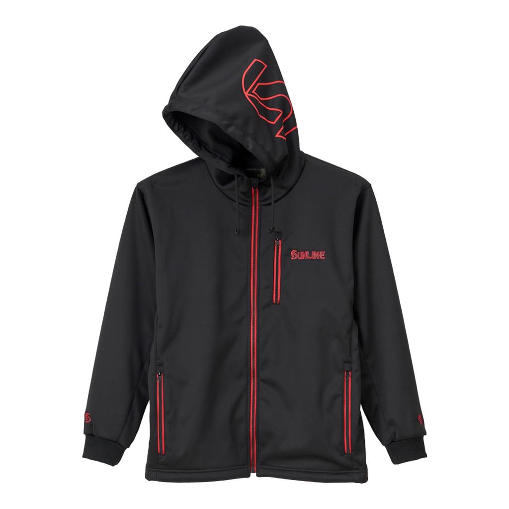 Sunline Fishing Tackle Fleece Black x SUN Size M Full-Zip Hoodie, LINE, Red,