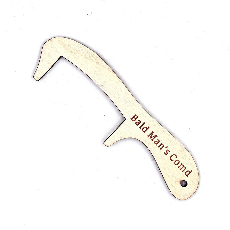 Bald Men s Wooden Comb: Novelty Gift Handicraft 4mm Thick