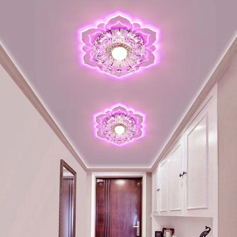 Home Decoration 9W LED Ceiling Lights Crystal Petals Modern Crystal Flower Chandelier Creative Ceiling Spotlights Balcony Porch
