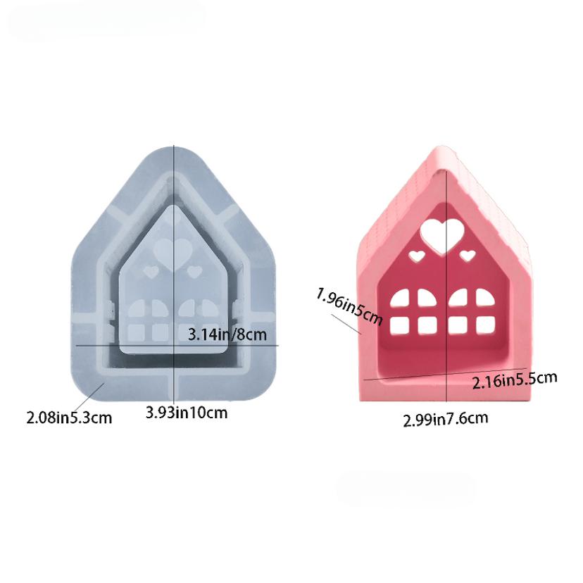 1 Pcs DIY Glue Drop Mold Love House Candlestick Silicone Mold Gypsum Candle Decoration Mold LS