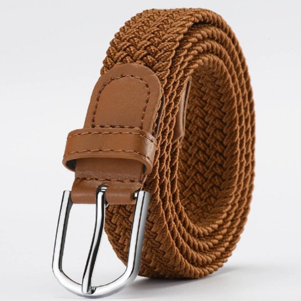 

Эластичный ремень без отверстий Повседневный плетеный пояс Модный пояс для женщин и мужчин коричневый