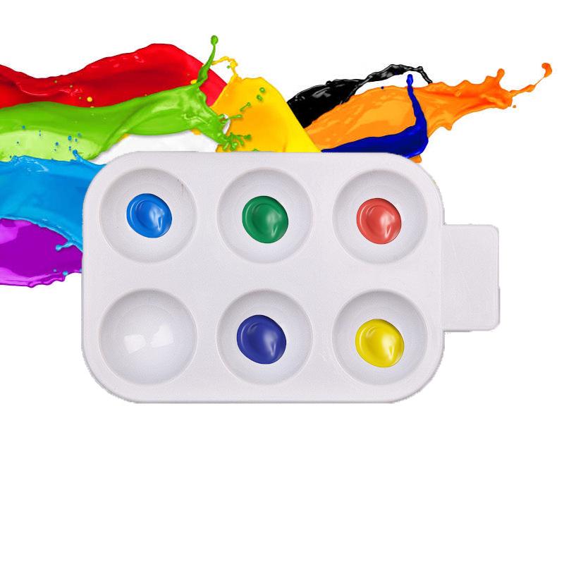 "Children's White Plastic Painting Palette: Plum-Shaped Acrylic & Watercolor Tray"