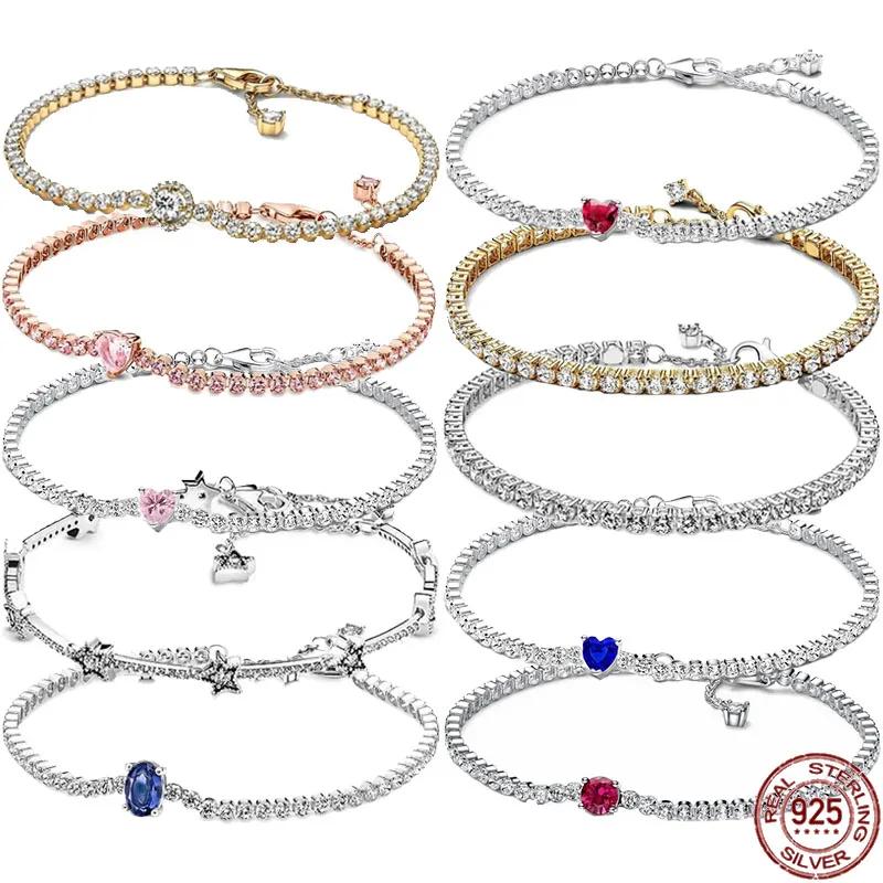 925 Silver New Exquisite Heart-shaped All Zirconia Tennis Bracelet Shiny Luxurious Charm Bracelet Holiday Surprise Gift