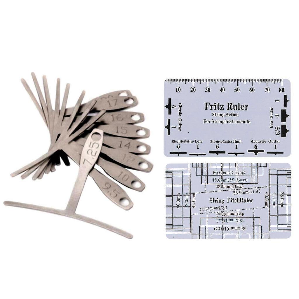 Guitar Luthier Measuring Tools Kit Set String Action Ruler, 9 Understring Radius Gauge For Guitar R