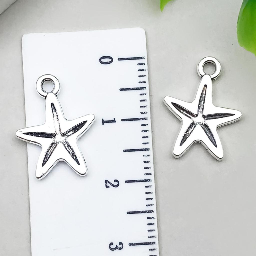 Antique Silver Ocean Starfish, Seahorse & Shark Pendant Charm for DIY Jewelry