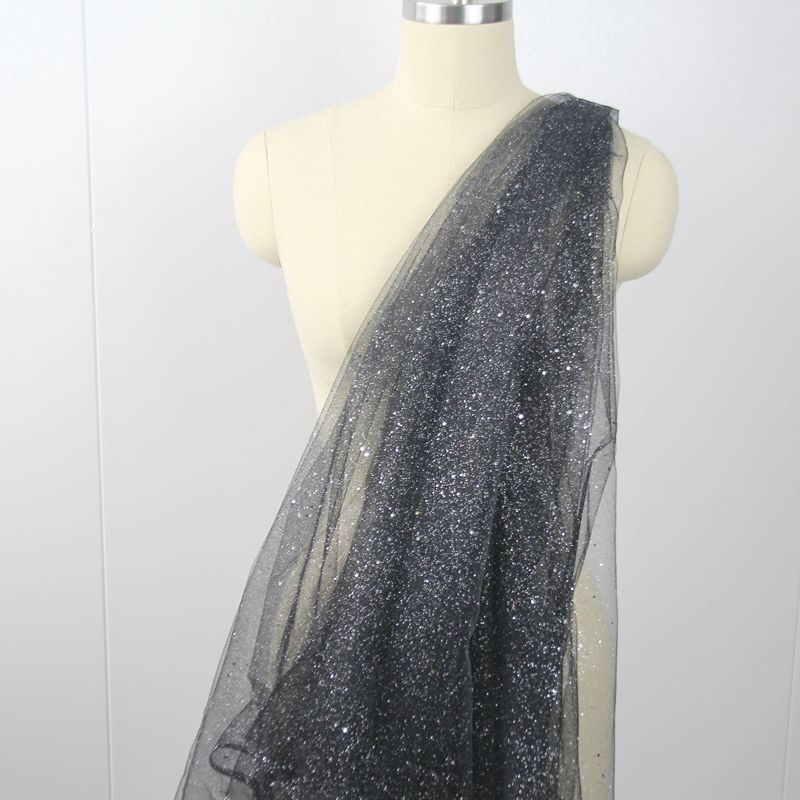 Large and small sequins silver powder shiny net fabric Suitable for wedding dresses formal gowns and designer clothing fabrics