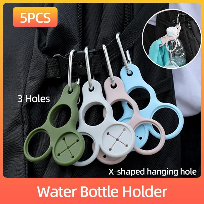 5pcs Silicone Water Bottle Buckle Water Bottle Holder 3 Holes Water Bottle Hanging Buckle Portable Beverage Container Holder