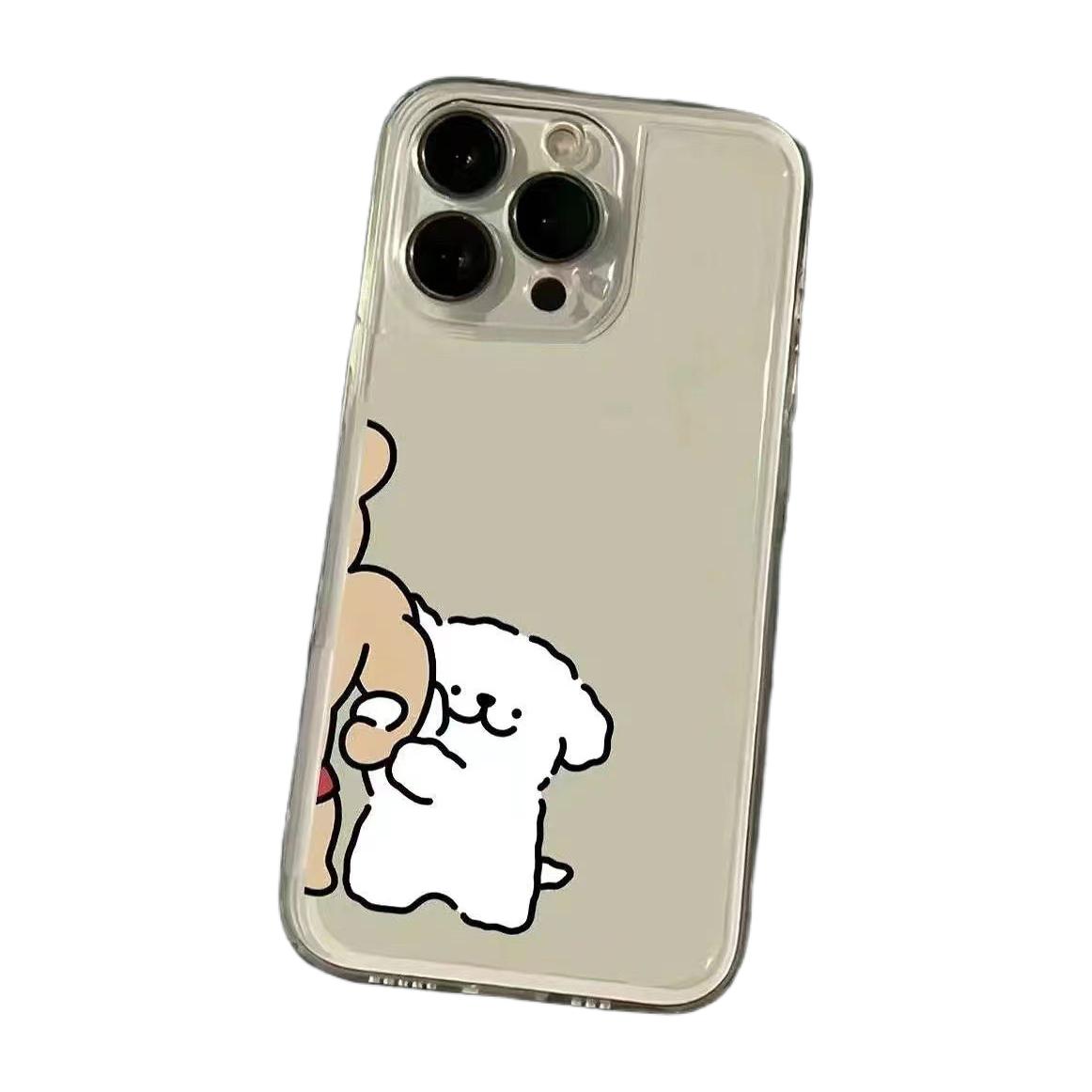 

Мультяшная пара щенков Чехол для телефона Для iPhone 16 15 14 13 12 11 Pro Max Mini XS X XR SE 7 8 Plus Модный Прозрачный Чехол Funda iPhone 15