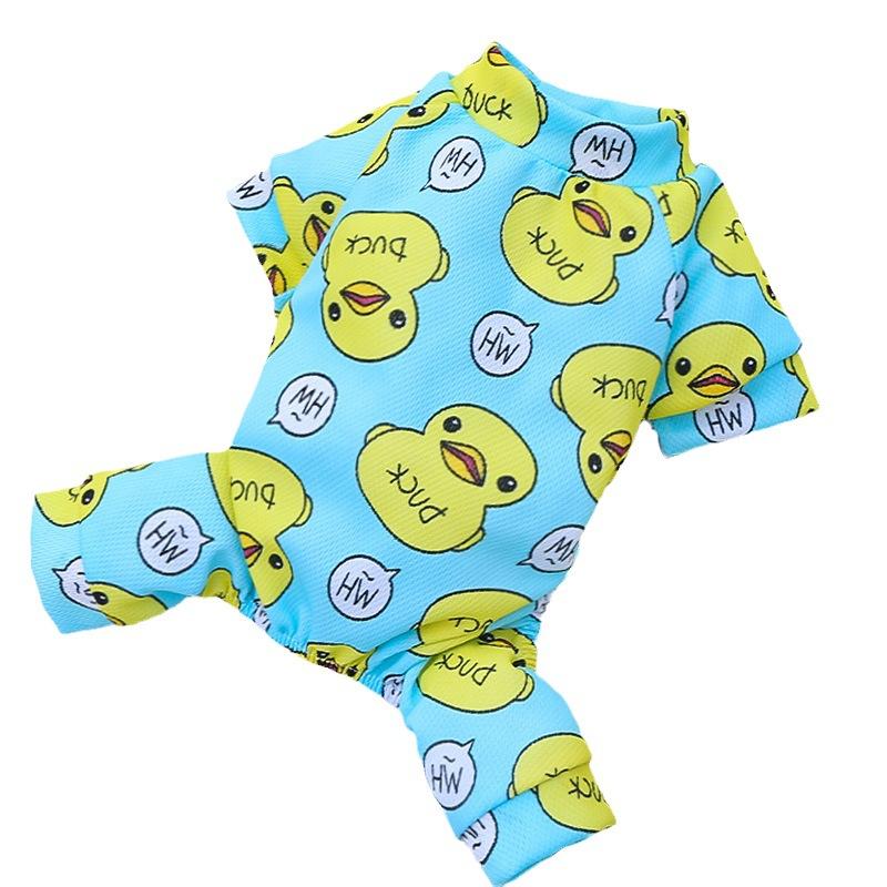 Spring and Autumn Pet Dog Dog Cat Teddy Pomeranian Duck Pajamas Bottom Out Four-legged Dog Clothes Cat Supplies