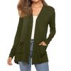 Women's Fashion Solid-Colour Long-Sleeved Pocketed Slim-Fit Cardigan Jacket