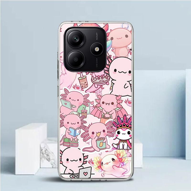 Cute Axolotl Kawaii Soft Cover for Xiaomi Redmi Note 15 14 13 12 Pro Plus Phone Case 14S 11S 11T 11E 10S 10 4G Pattern Shell Red