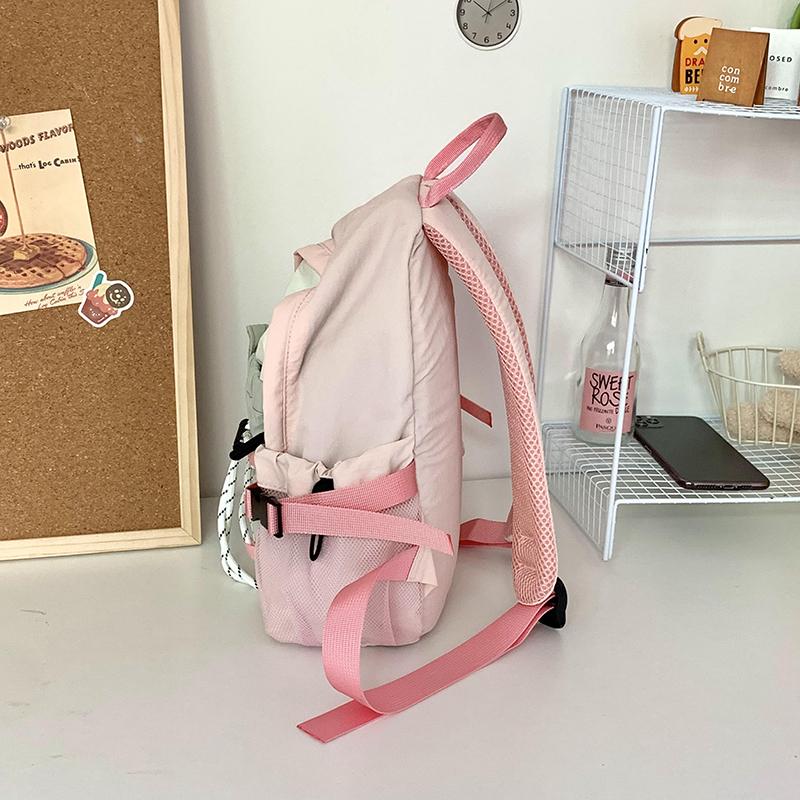 Студенческая школьная сумка женская контрастная цветная строчка легкий маленький рюкзак — фото 9