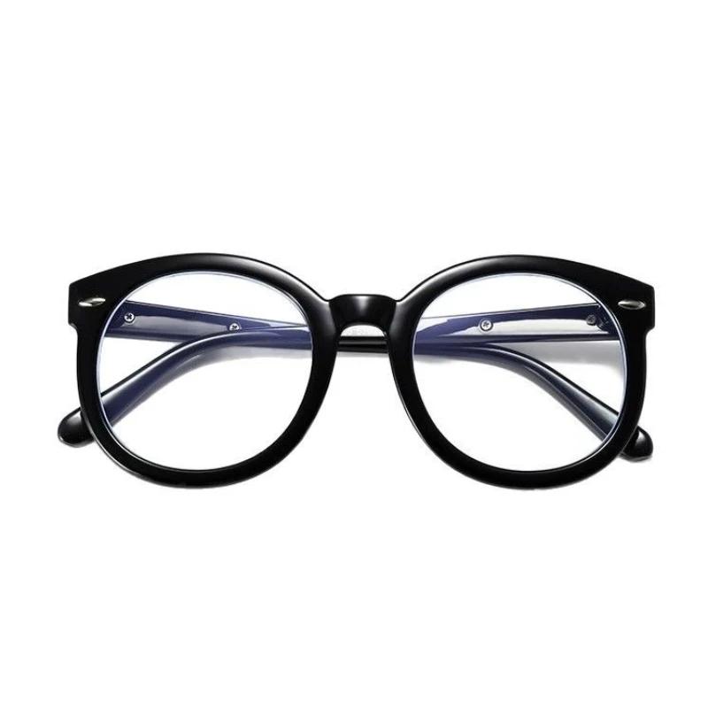 

Anti-blue light fashionable large-frame round rice-grain nail myopia glasses, black thick-frame retro myopia glasses 0
