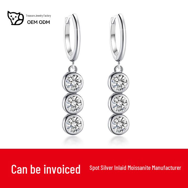 

Autumn Winter 925 Sterling Silver Moissanite Dangle Earrings for Women - Trendy and Elegant Ear Studs and Hooks High Quality 0.6 Carat Moissanite Earrings платиновый