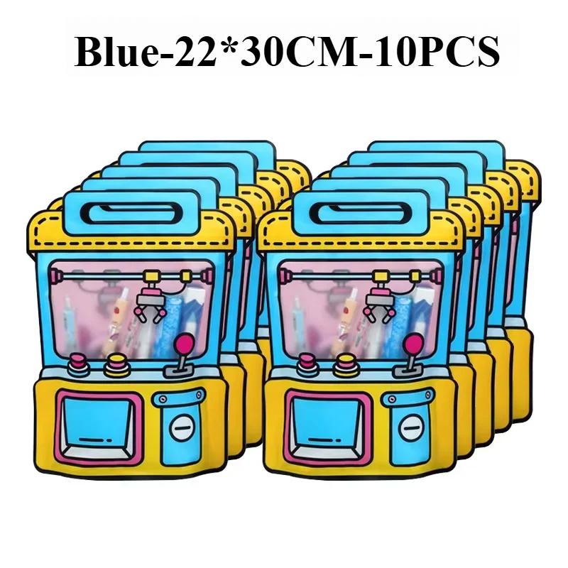 

Cute Cartoon Sealed Bags Doll Machine Cats Candy Snack Plastic Packaging Self-lock Zipper Birthday Festival Party Kids Gift Bag blue,22cmX30cm,10PCS