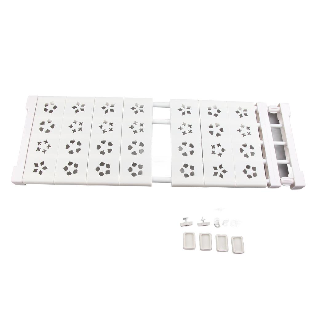 White Expandable Closet Tension Shelf No Drill Telescopic Wardrobe Tension Shelf Organizer Divider