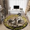 1pc Fantasy Warriors Adventure Round Rug Flannel Fun Playful Design Living Room Bedroom Floor Mat Home Decoration Kids Room Carpet Y82822