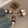 2025 Spring and Autumn New Fashion Versatile Square Head Cool Slippers Women Wear Retro Versatile Fashion Casual Sandals