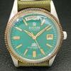 VINTAGE RICOH R31 AUTOMATIC JAPAN MENS GREEN COLOR DIAL WATCH a702095-5 R208-a702095