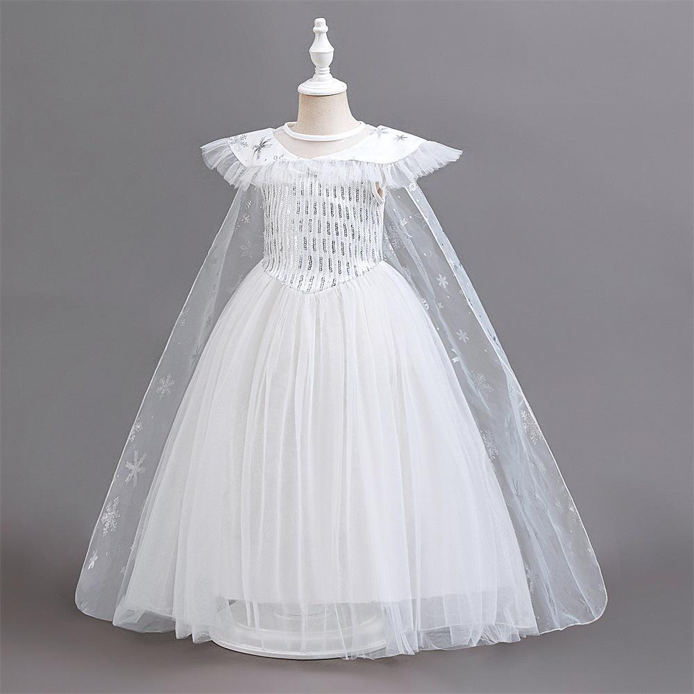 

Трансграничное сетчатое платье для косплея принцессы Эльзы для девочек с пайетками и накидкой 130 cm