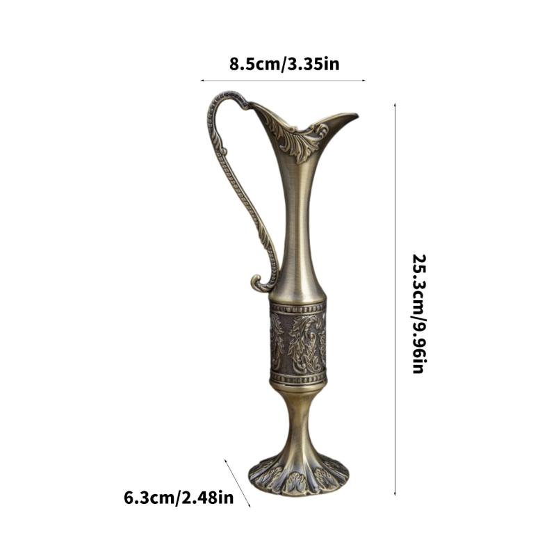 European Engraved Slim Neck Metal Vases Flower Arrangements Container Bud Vases For Home Table Centerpieces Decors
