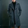 Men's Double-Breasted Trench Coat Notched Lapel Button Down Knee-Length Business Casual Long Jacket Overcoat for Men Fall Winter Coat With Pockets