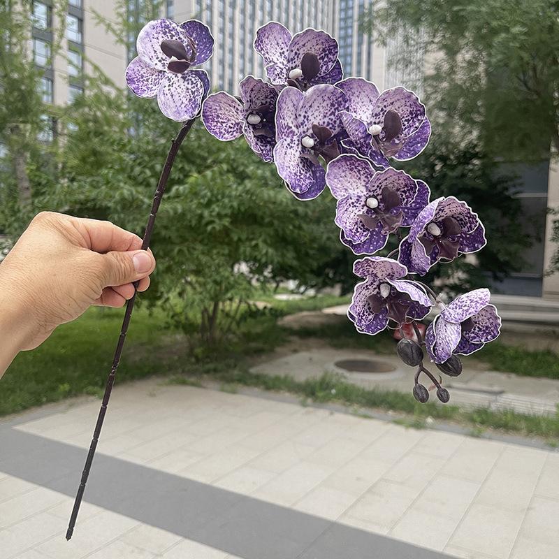10pcs Phalaenopsis Orchids Artificial Flowers EVA Material 9 Heads Fake Orchid Stems for Wedding Home Decor Outdoor Photography